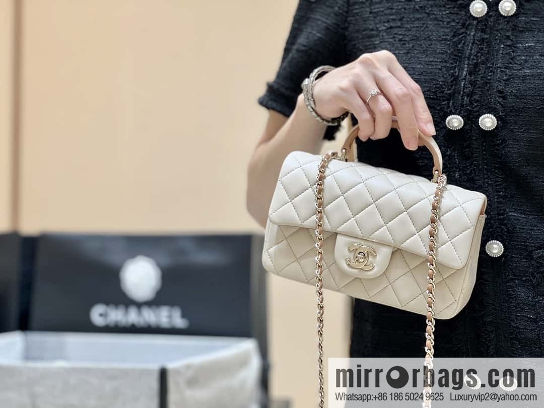 CHANEL classic cf mini handle 20CM AS2431 apricot and caramel