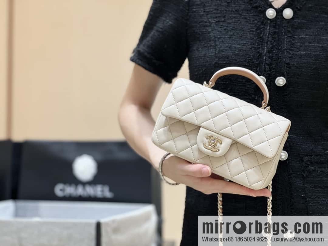 CHANEL classic cf mini handle 20CM AS2431 apricot and caramel