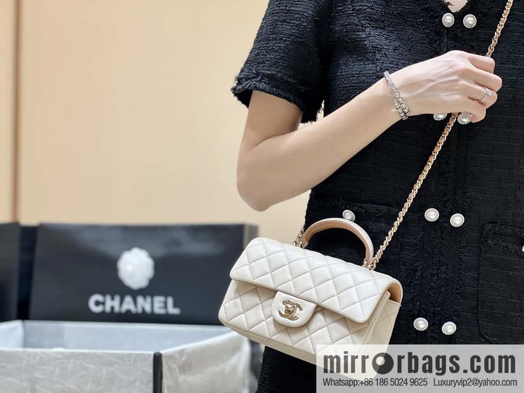 CHANEL classic cf mini handle 20CM AS2431 apricot and caramel