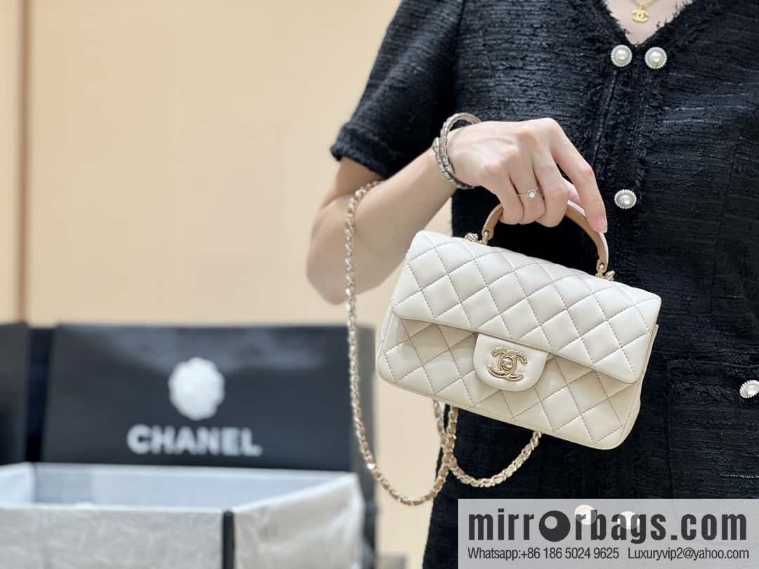 CHANEL classic cf mini handle 20CM AS2431 apricot and caramel