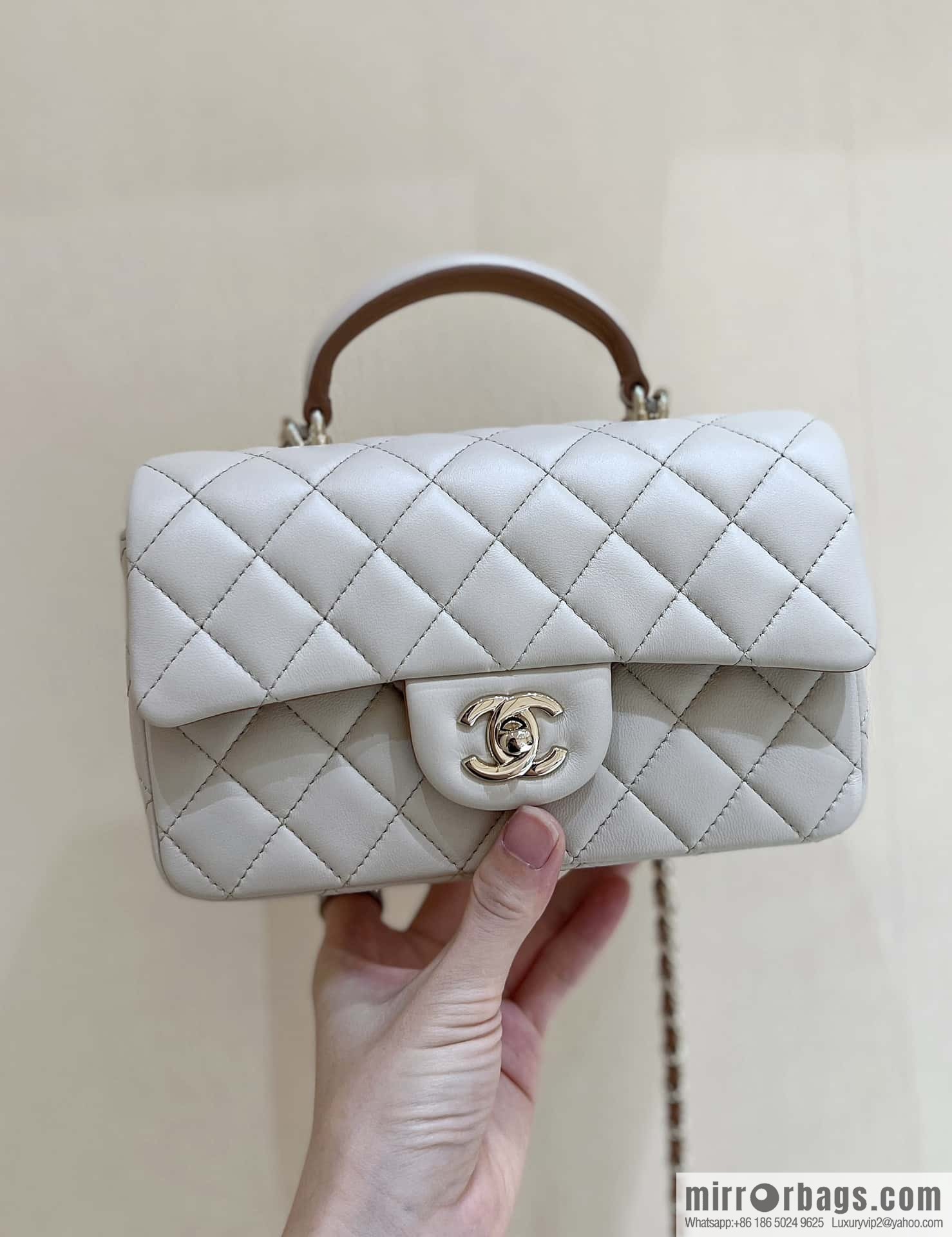CHANEL classic cf mini handle 20CM AS2431 apricot and caramel