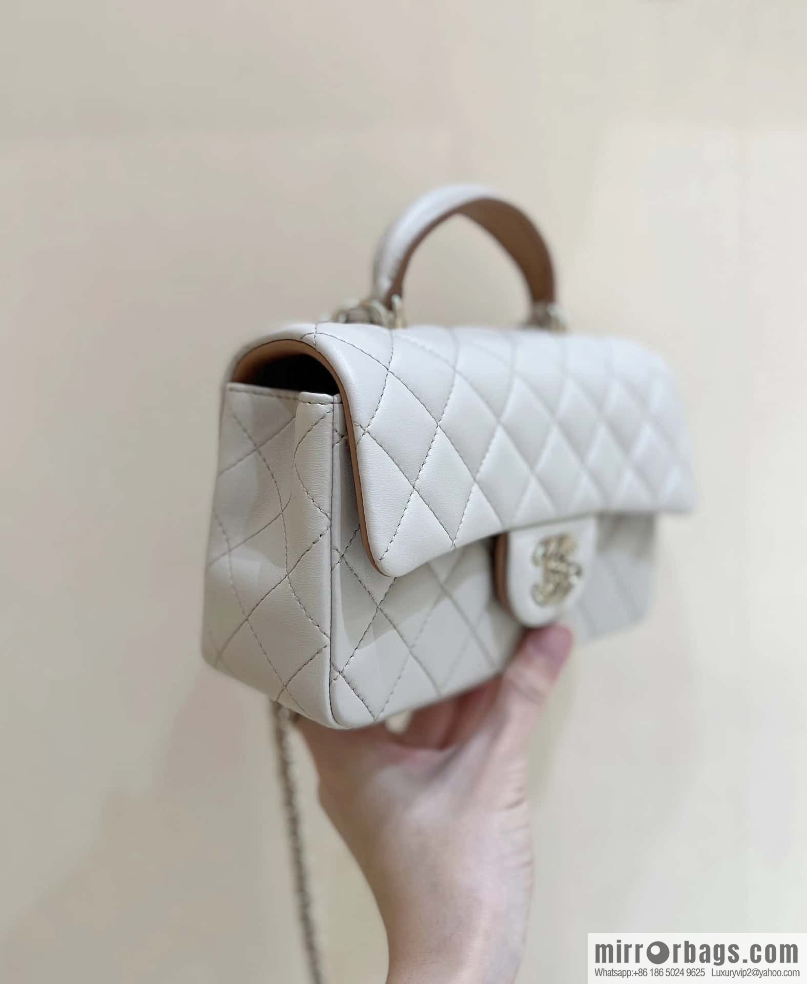 CHANEL classic cf mini handle 20CM AS2431 apricot and caramel