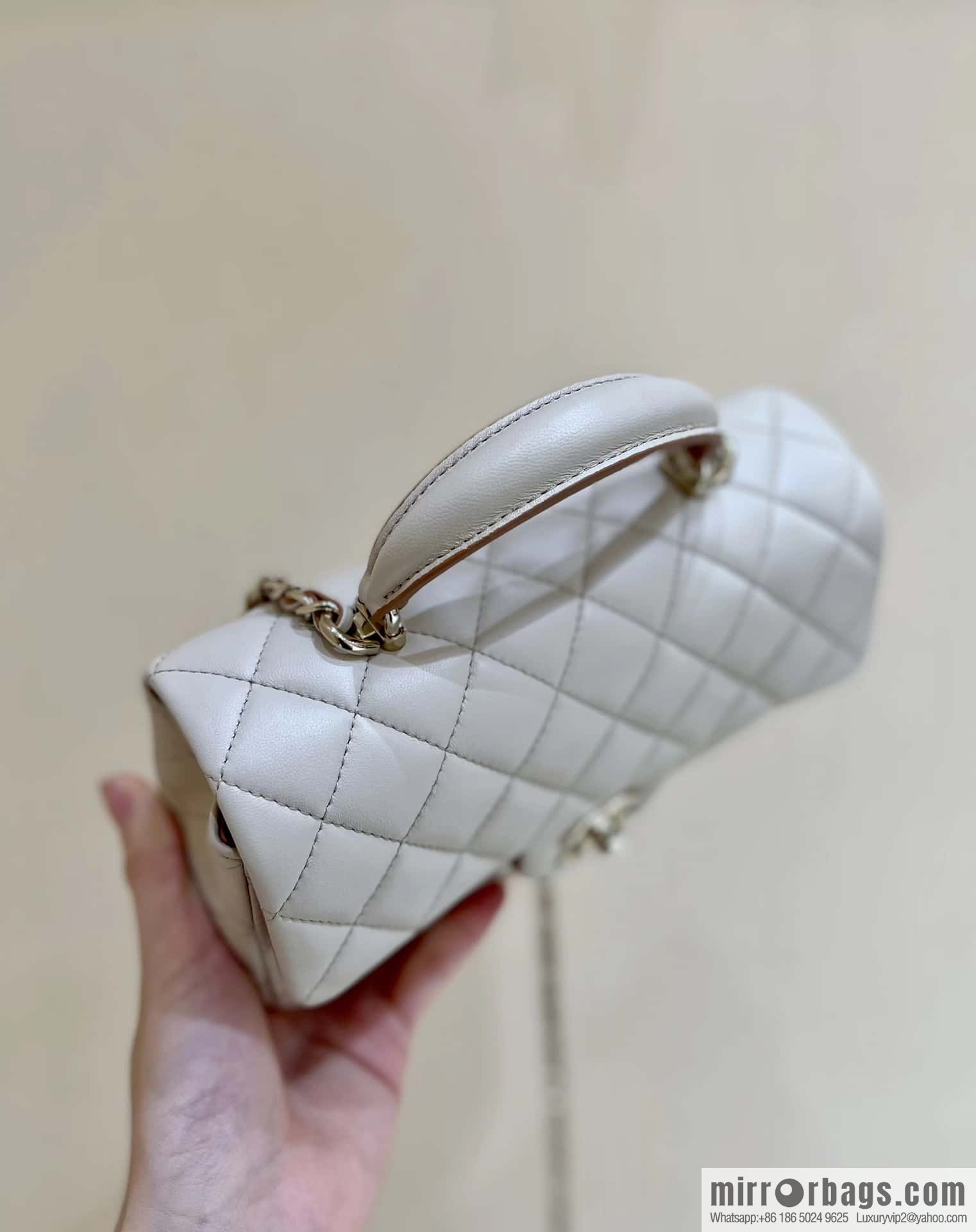 CHANEL classic cf mini handle 20CM AS2431 apricot and caramel