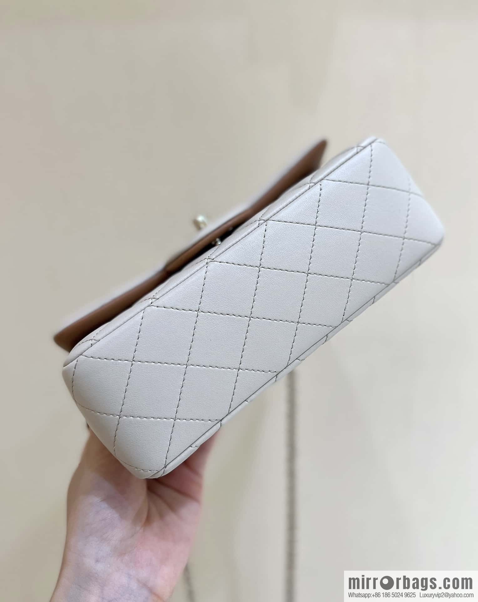 CHANEL classic cf mini handle 20CM AS2431 apricot and caramel