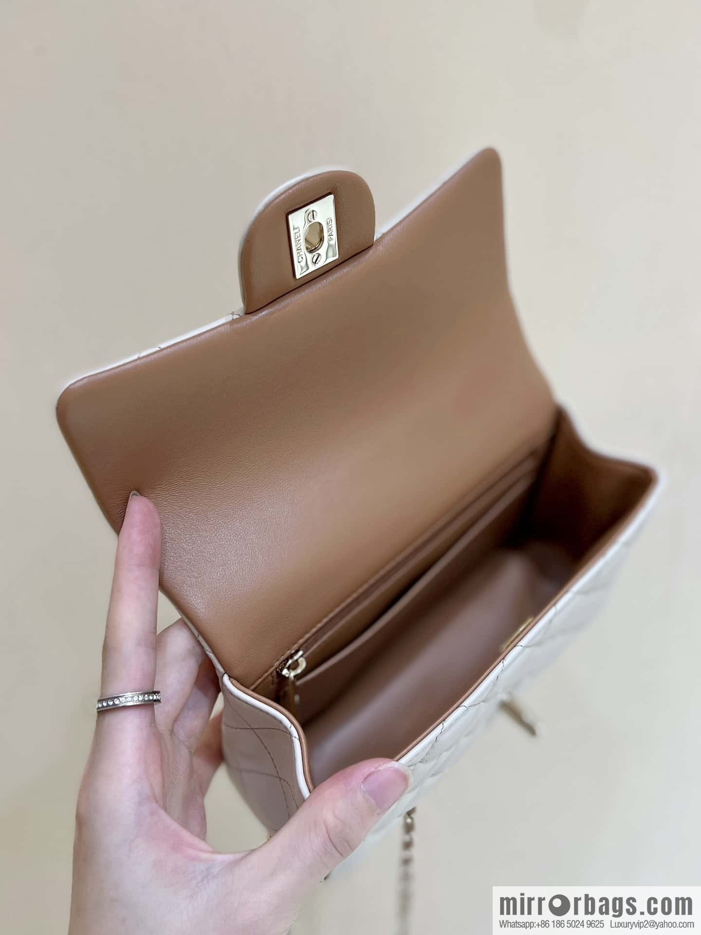 CHANEL classic cf mini handle 20CM AS2431 apricot and caramel