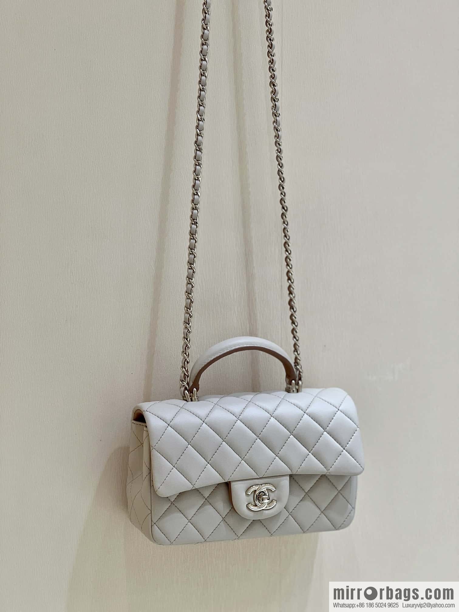 CHANEL classic cf mini handle 20CM AS2431 apricot and caramel