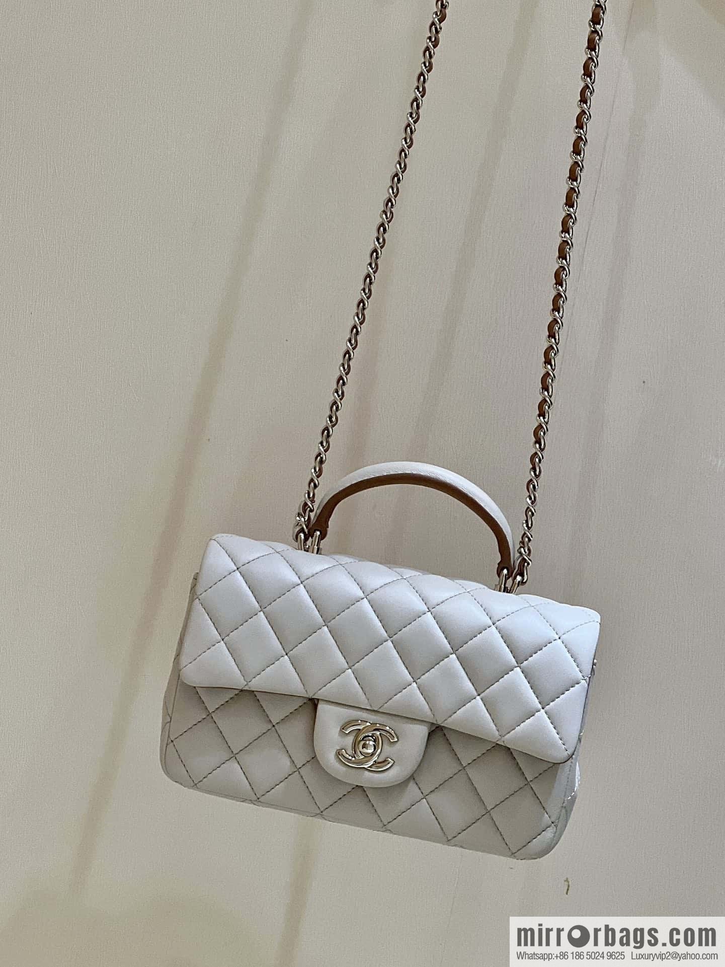 CHANEL classic cf mini handle 20CM AS2431 apricot and caramel