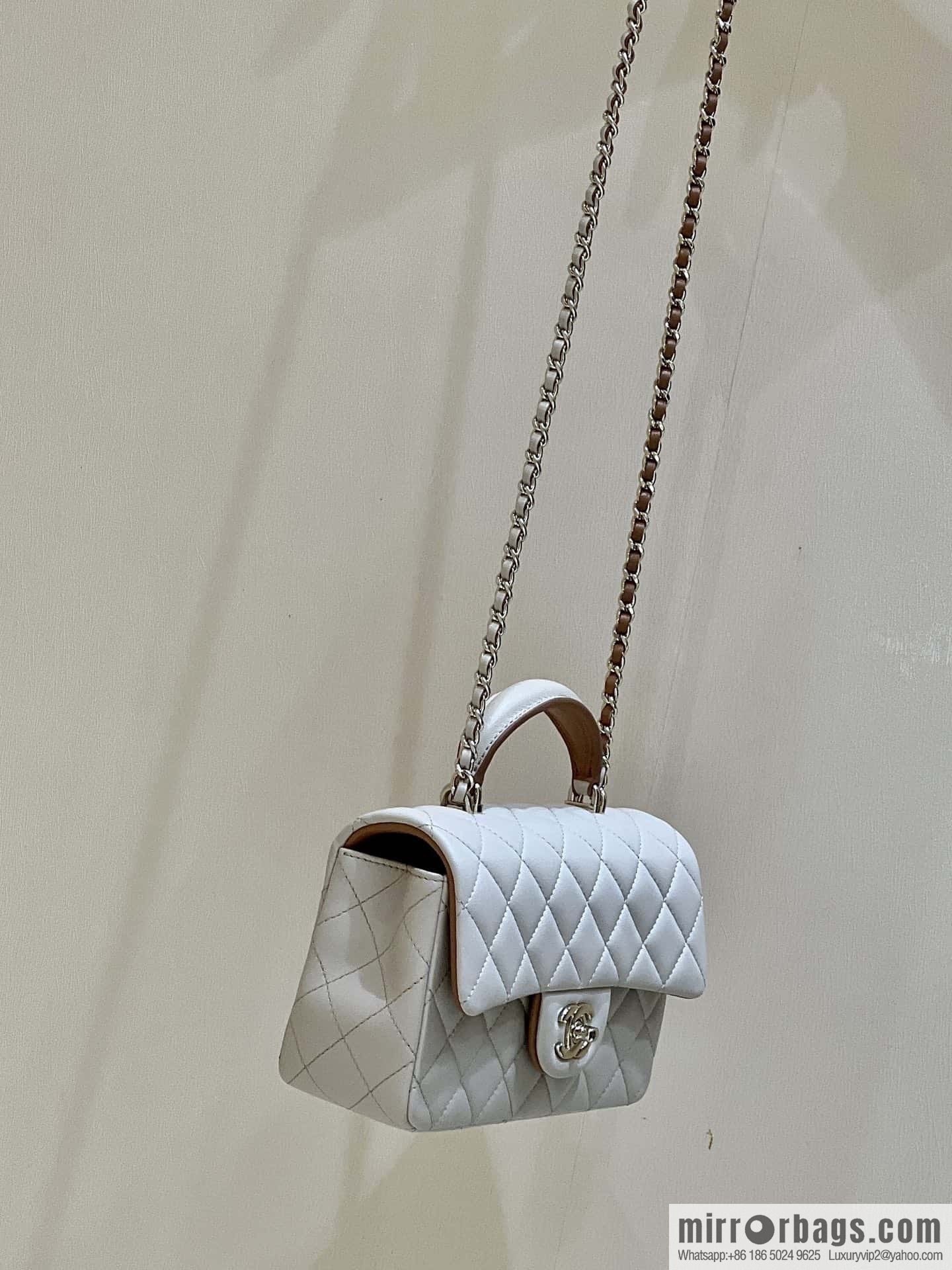 CHANEL classic cf mini handle 20CM AS2431 apricot and caramel