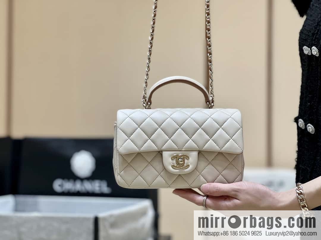 CHANEL classic cf mini handle 20CM AS2431 apricot and caramel