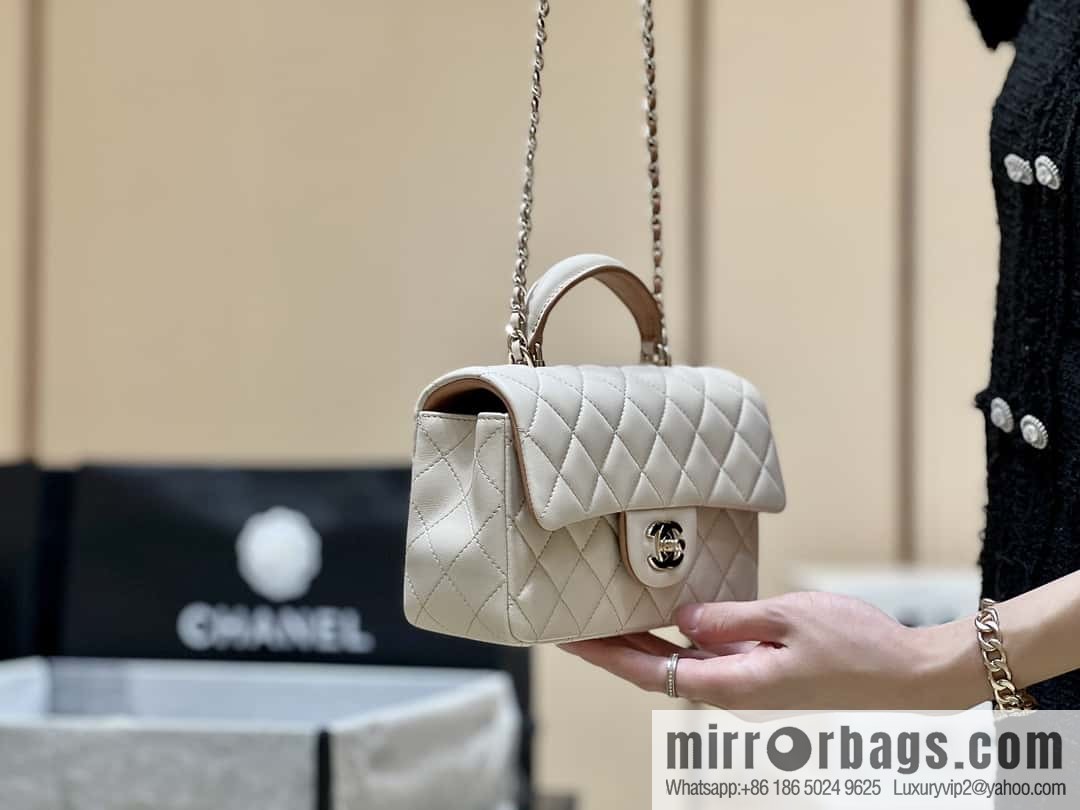 CHANEL classic cf mini handle 20CM AS2431 apricot and caramel