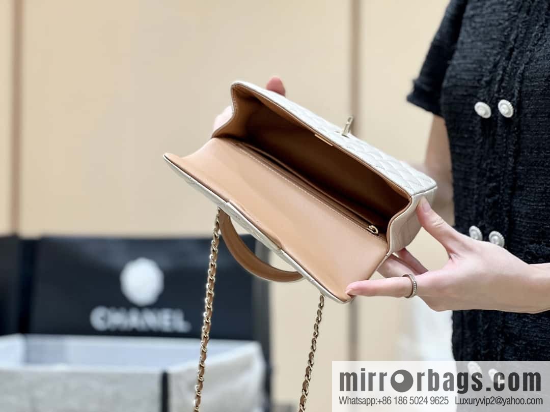 CHANEL classic cf mini handle 20CM AS2431 apricot and caramel