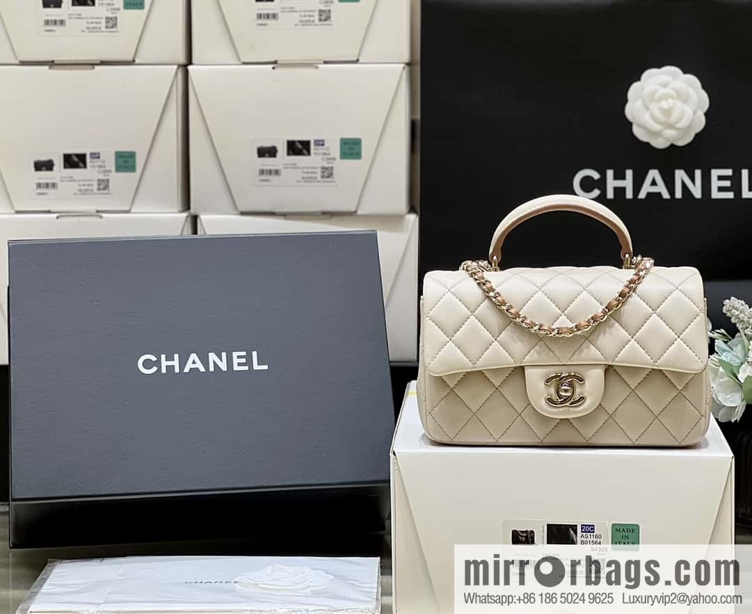 CHANEL classic cf mini handle 20CM AS2431 apricot and caramel