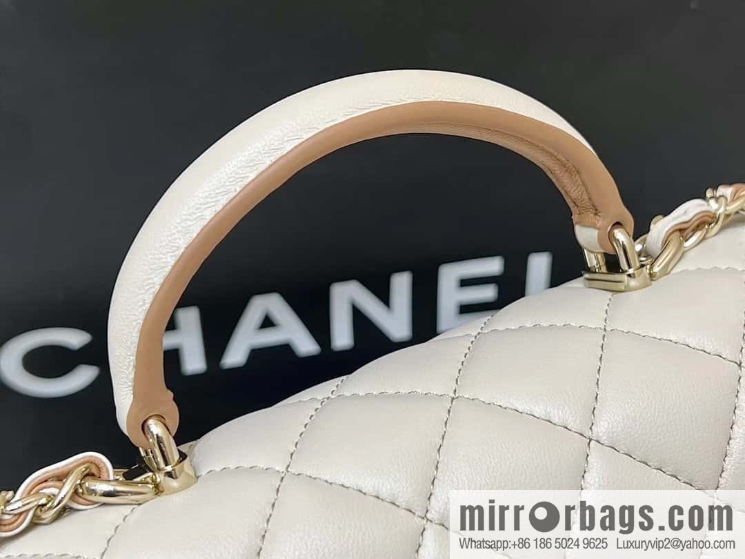 CHANEL classic cf mini handle 20CM AS2431 apricot and caramel