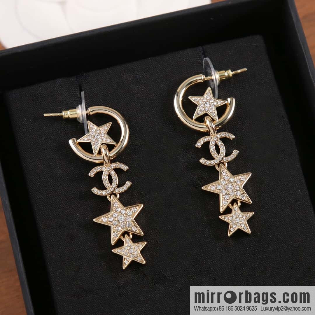 New ☑️ Chanel C4 double c star pentagram earrings