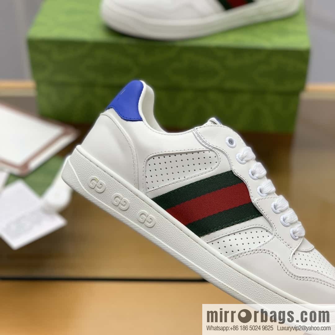 GUCCI side trim classic double G white leather men's casual shoes