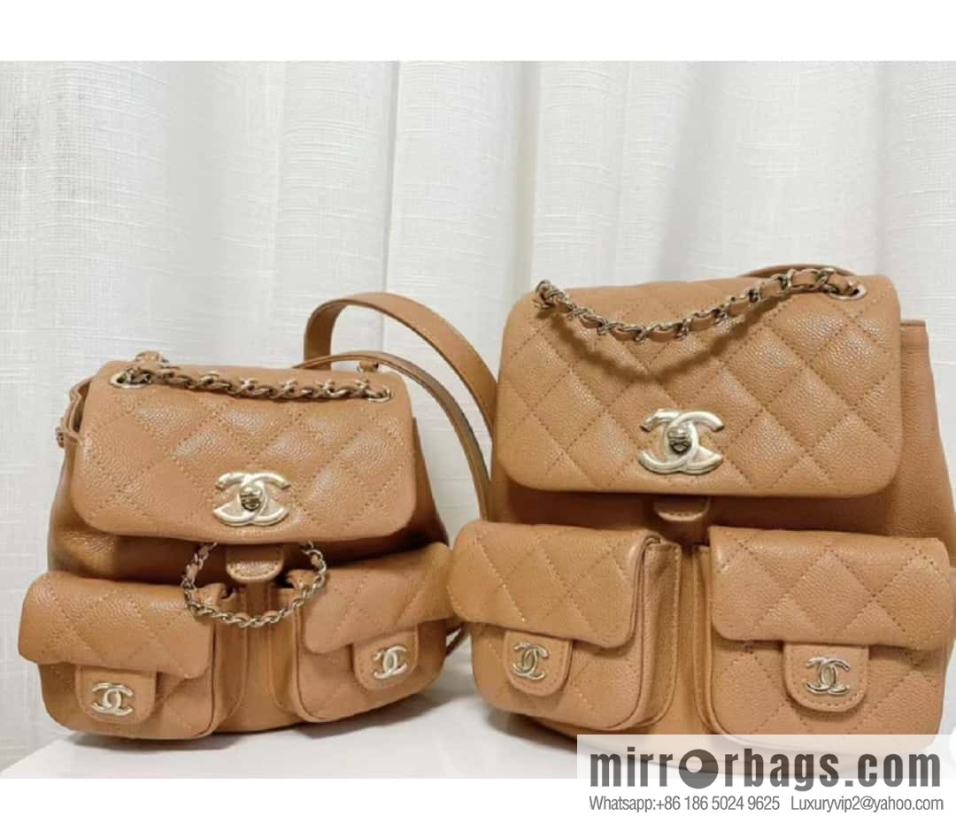 CHANEL 23P spring and summer trailer series, lychee leather duma double backpack AS3787