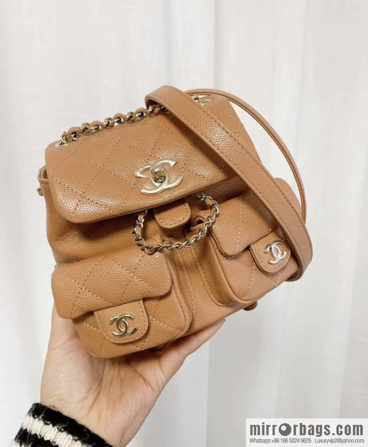 CHANEL 23P spring and summer trailer series, lychee leather duma double backpack AS3787