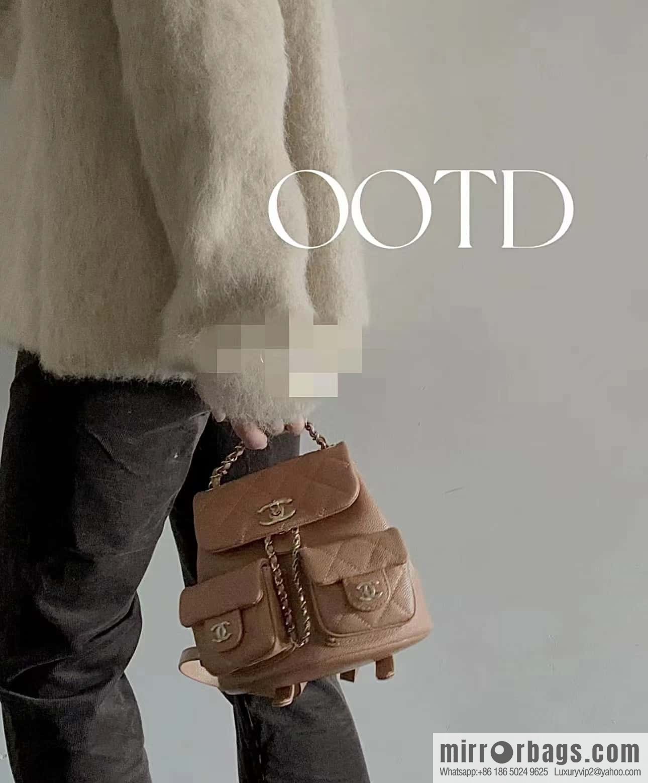 CHANEL 23P spring and summer trailer series, lychee leather duma double backpack AS3787