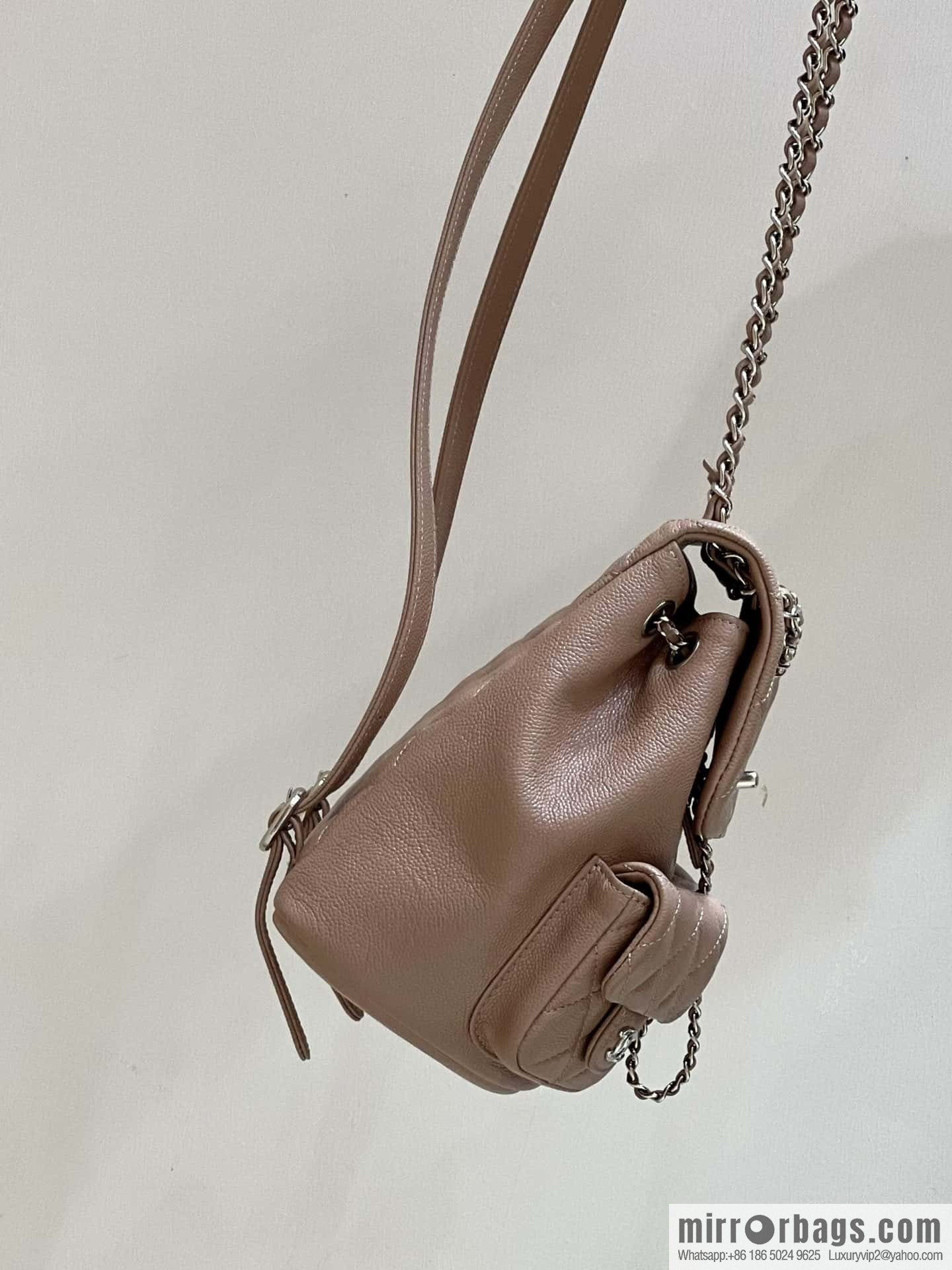 CHANEL 23P spring and summer trailer series, lychee leather duma double backpack AS3787