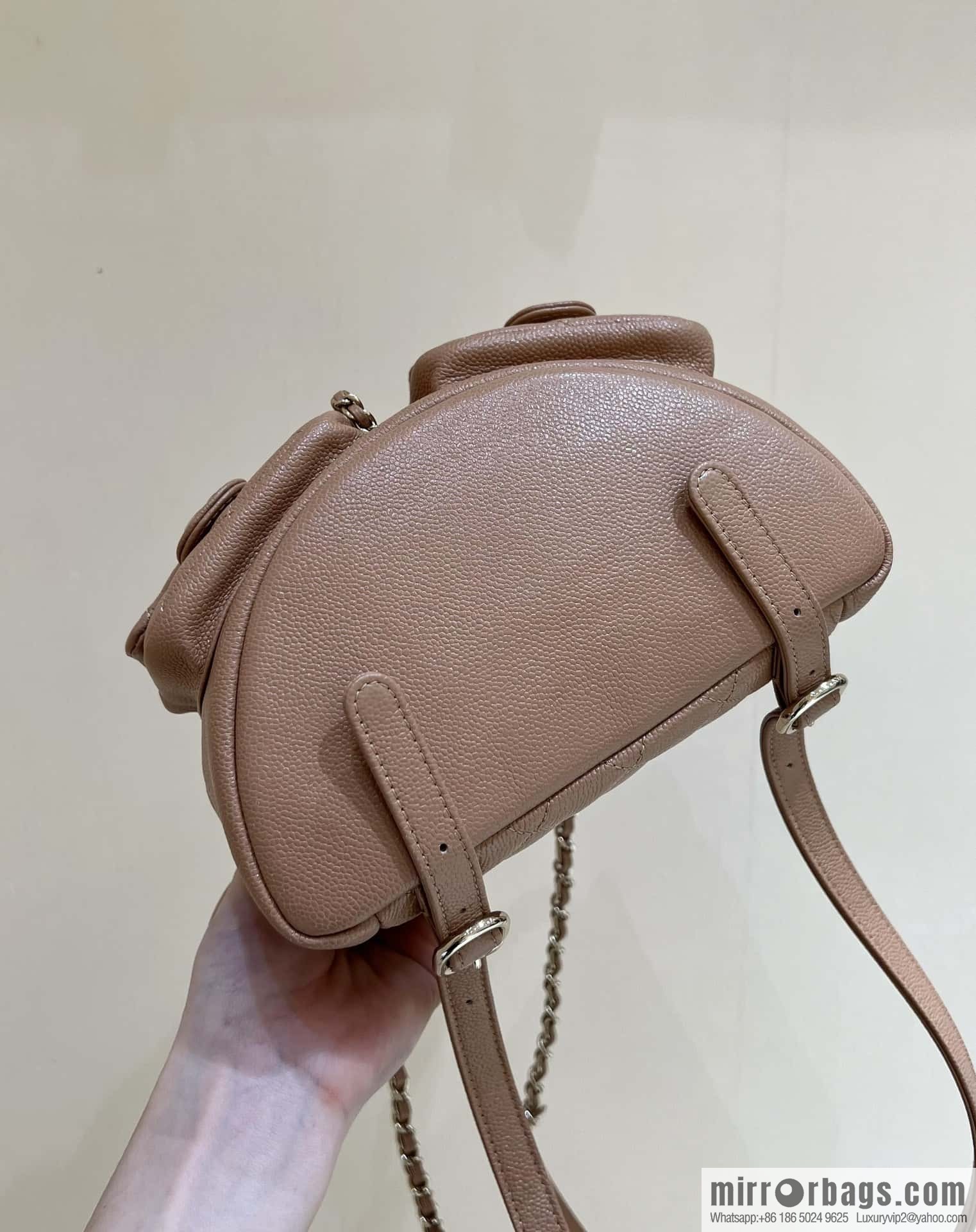 CHANEL 23P spring and summer trailer series, lychee leather duma double backpack AS3787