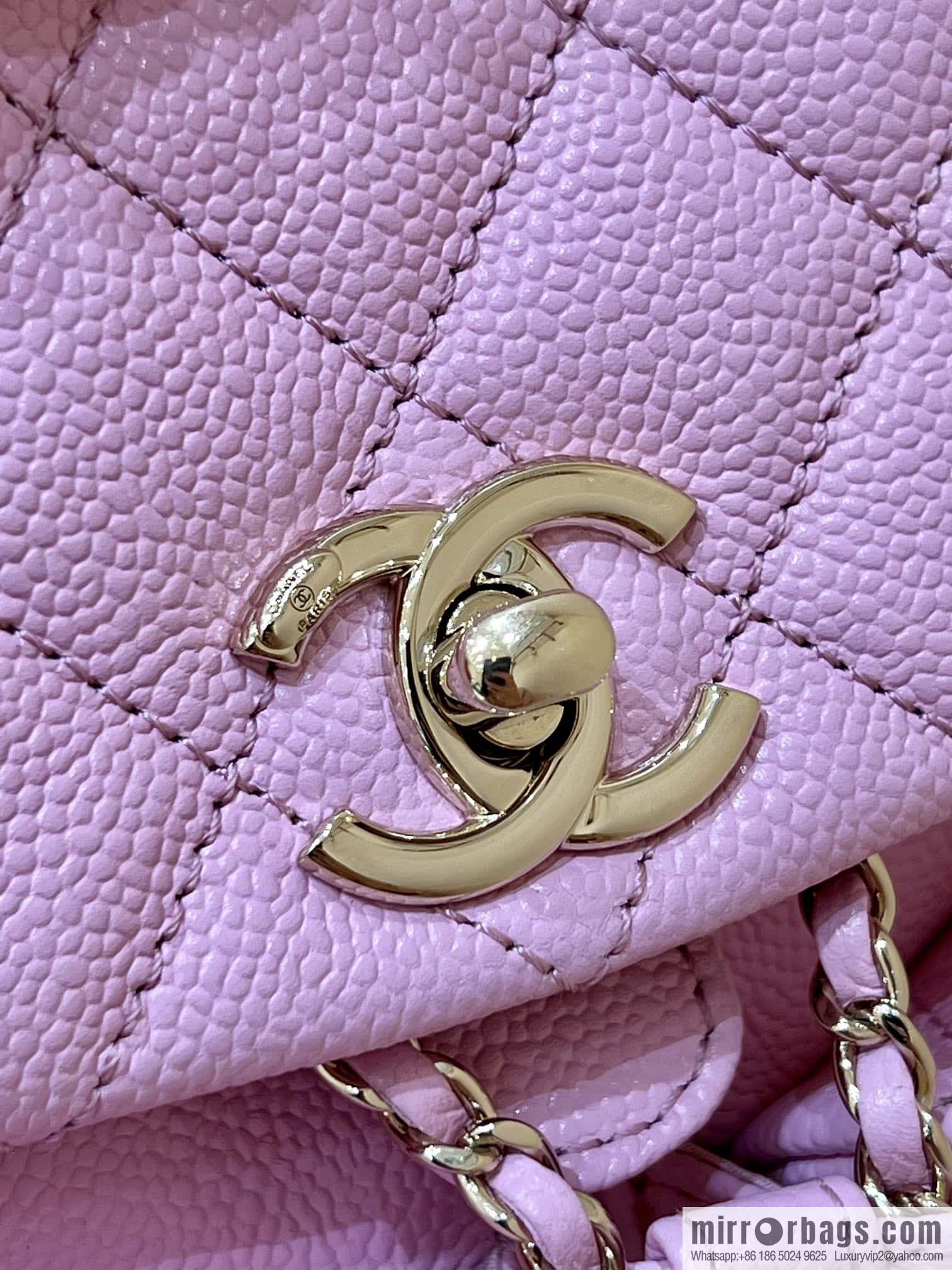 CHANEL 23P spring and summer trailer series, lychee leather duma double backpack AS3787 pink