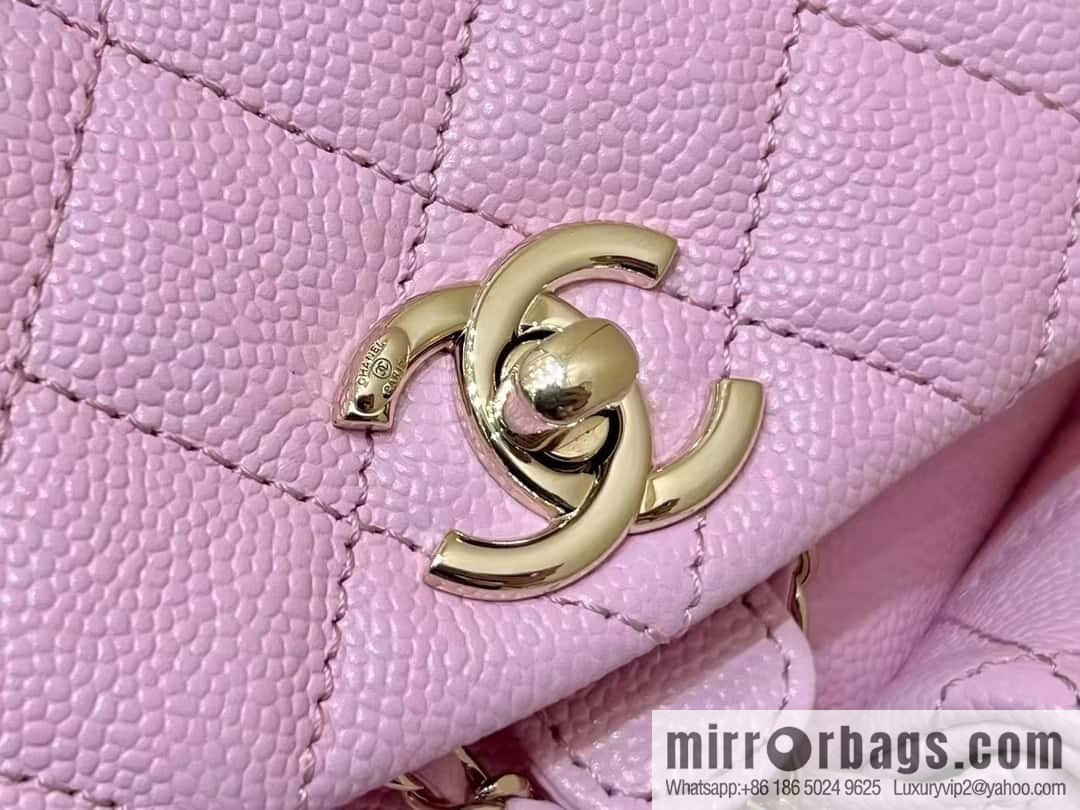 CHANEL 23P spring and summer trailer series, lychee leather duma double backpack AS3787 pink