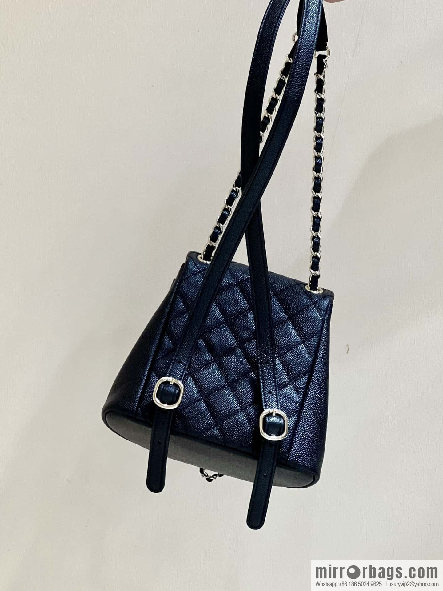 CHANEL 23P spring and summer trailer series, lychee leather duma double backpack AS3787 black