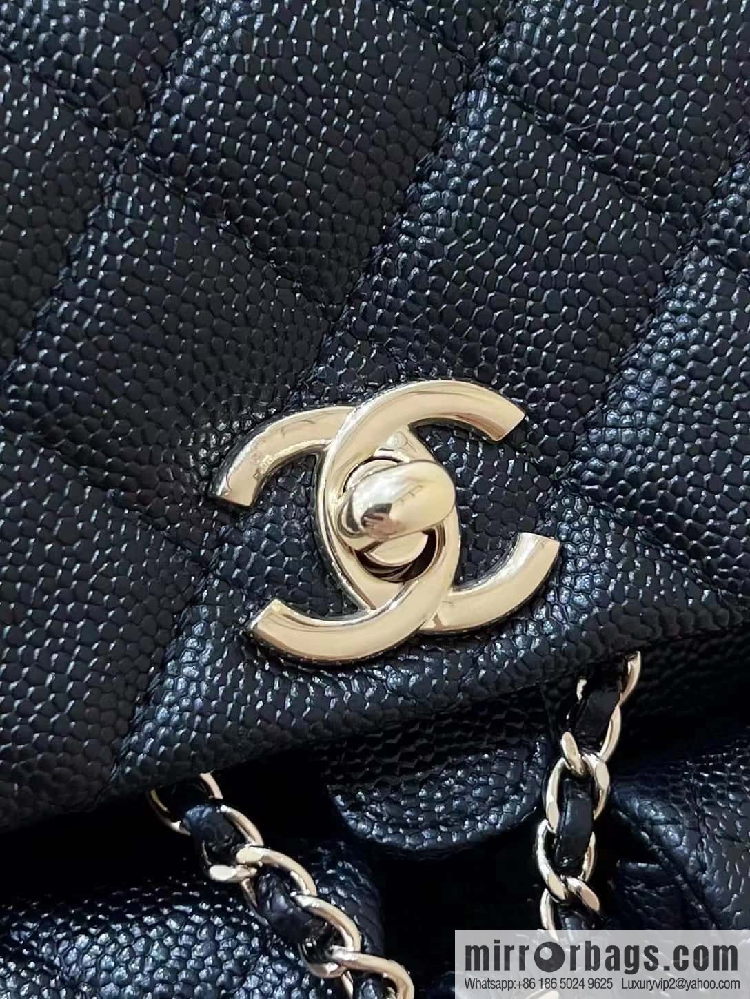 CHANEL 23P spring and summer trailer series, lychee leather duma double backpack AS3787 black