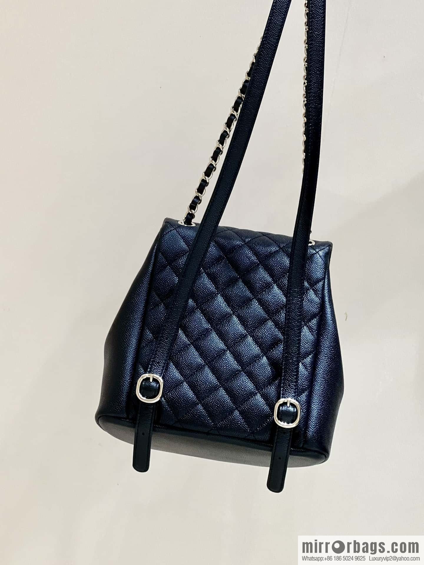 CHANEL 23P spring and summer trailer series, lychee leather duma double backpack AS3860 black