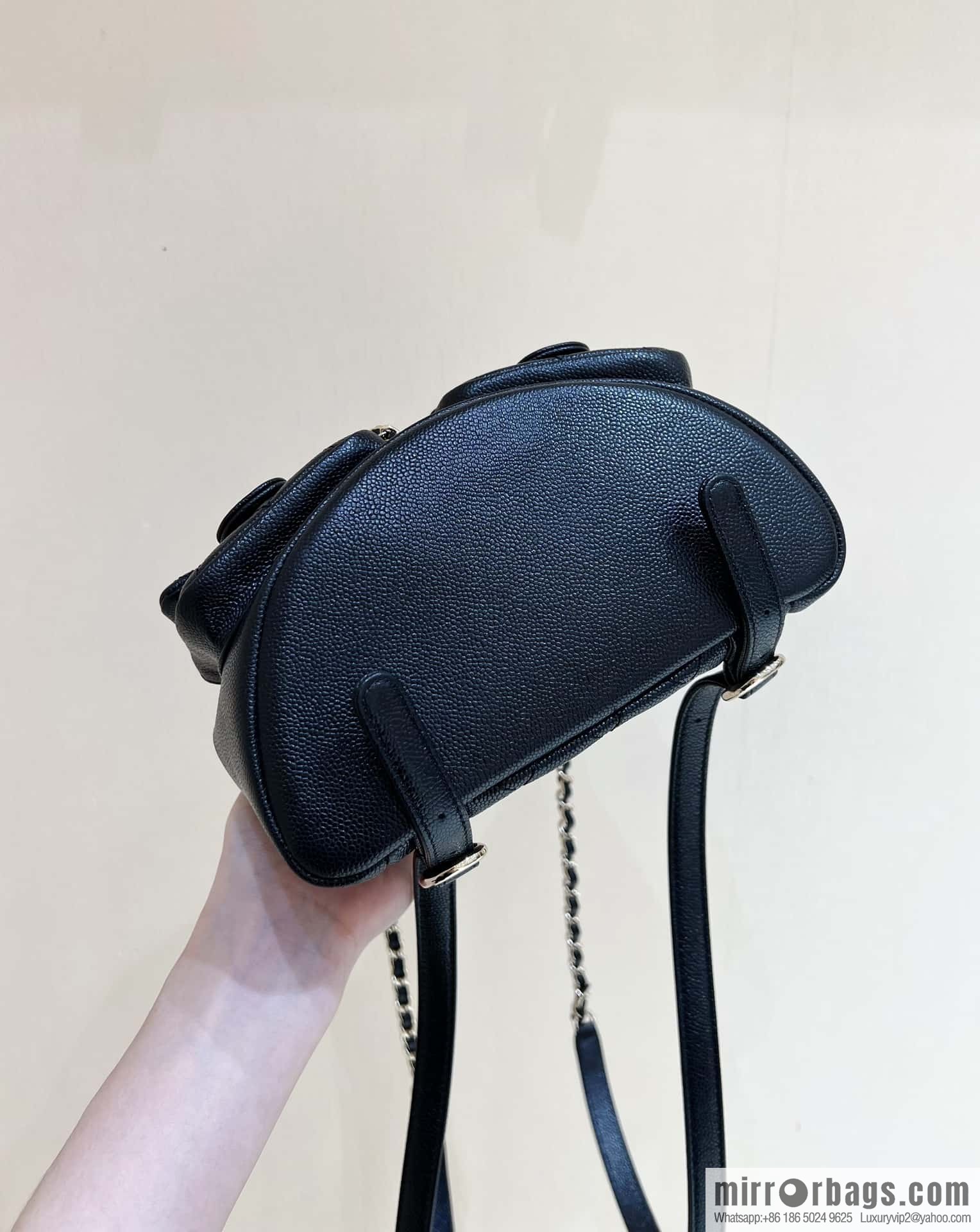 CHANEL 23P spring and summer trailer series, lychee leather duma double backpack AS3860 black