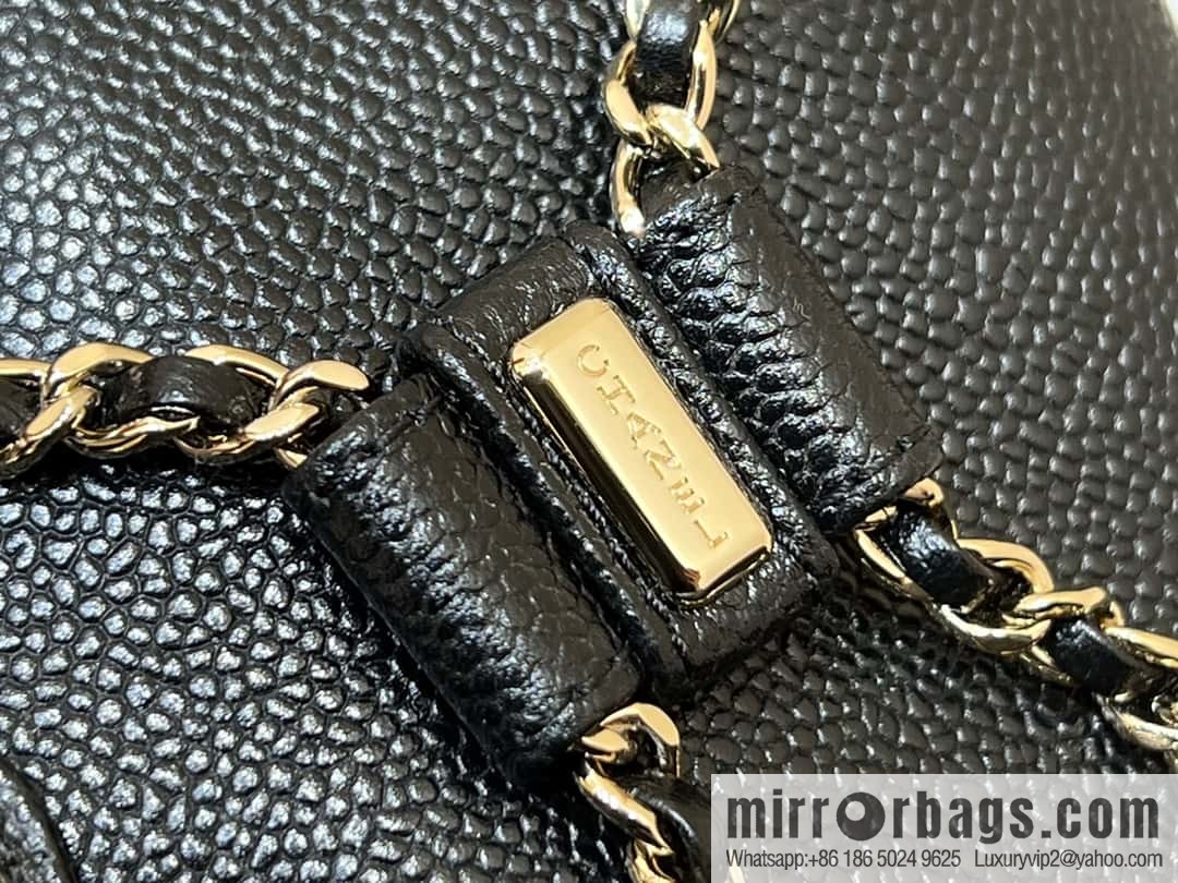 CHANEL 23P spring and summer trailer series, lychee leather duma double backpack AS3860 black