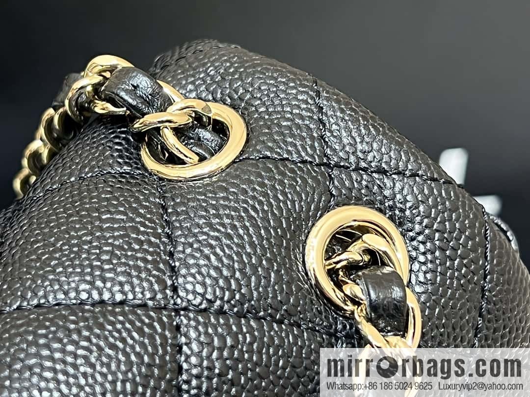 CHANEL 23P spring and summer trailer series, lychee leather duma double backpack AS3860 black
