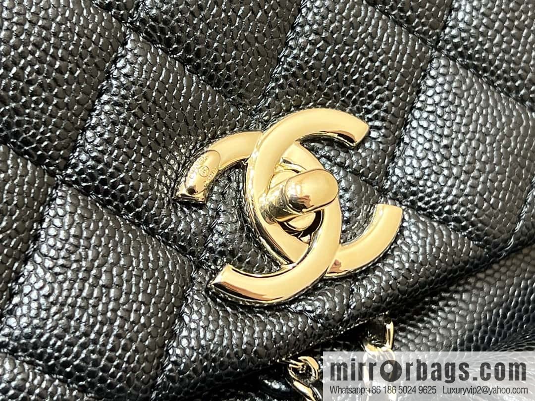 CHANEL 23P spring and summer trailer series, lychee leather duma double backpack AS3860 black