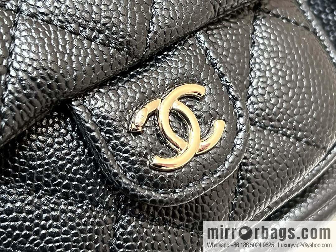 CHANEL 23P spring and summer trailer series, lychee leather duma double backpack AS3860 black