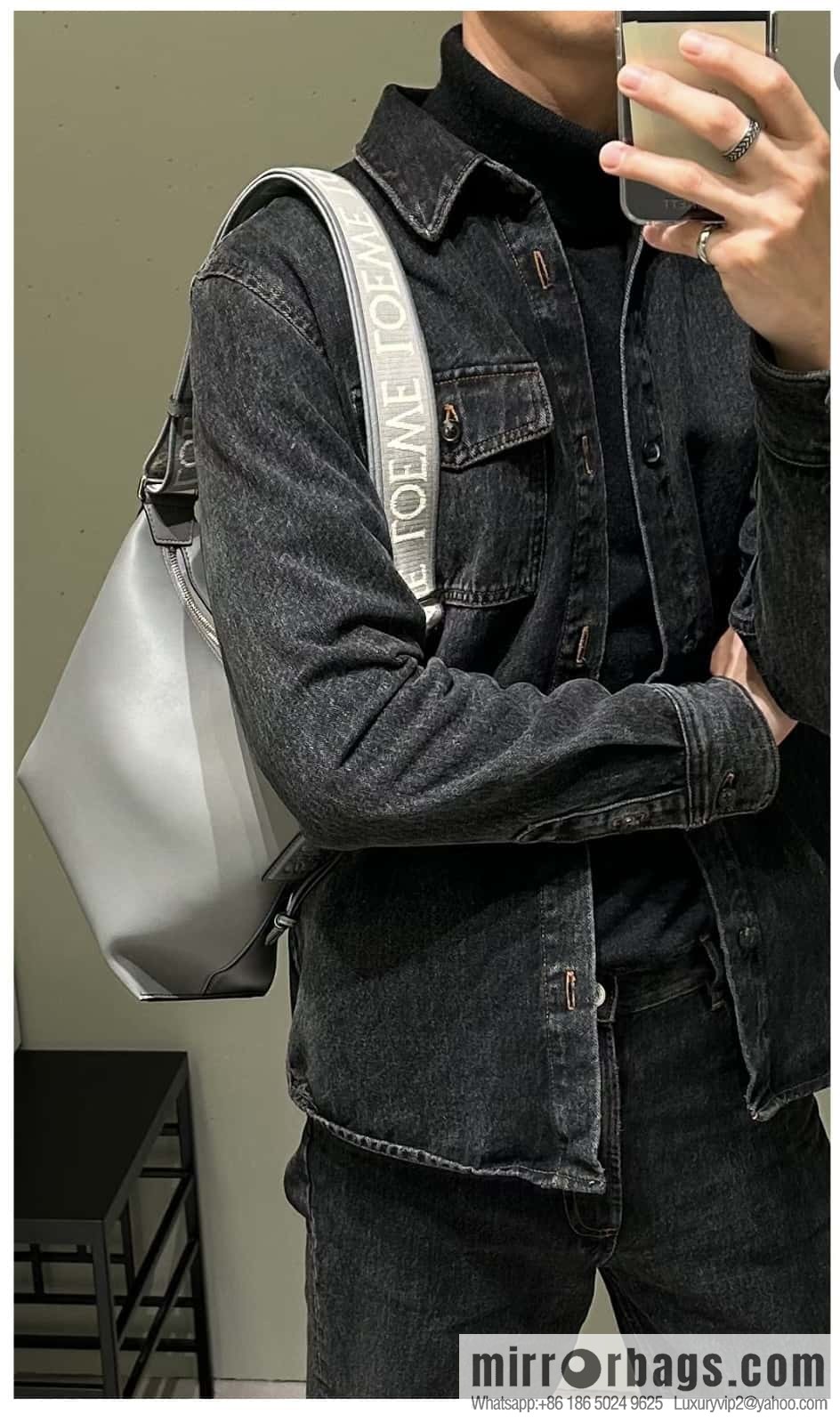 LOEWE Mens Cubi shoulder crossbody bag 0689 grey