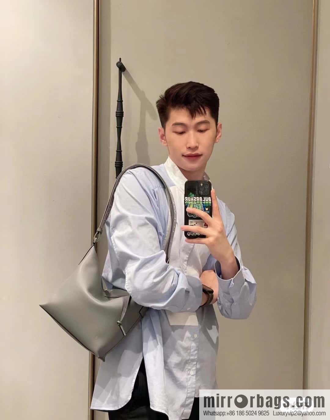 LOEWE Mens Cubi shoulder crossbody bag 0689 grey