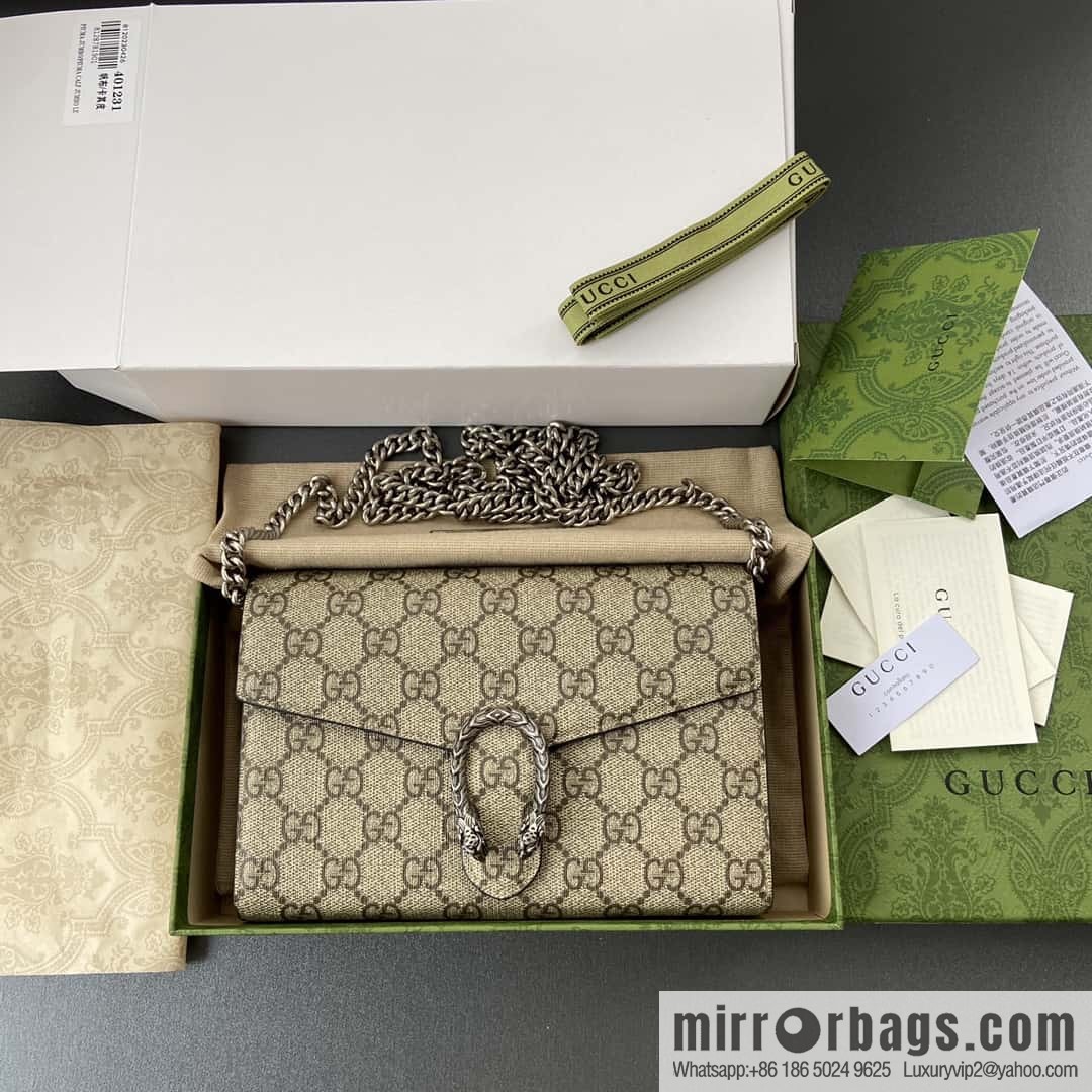 GUCCI Dionysus series GG Supreme canvas mini chain bag 401231 KHNSN 8642
