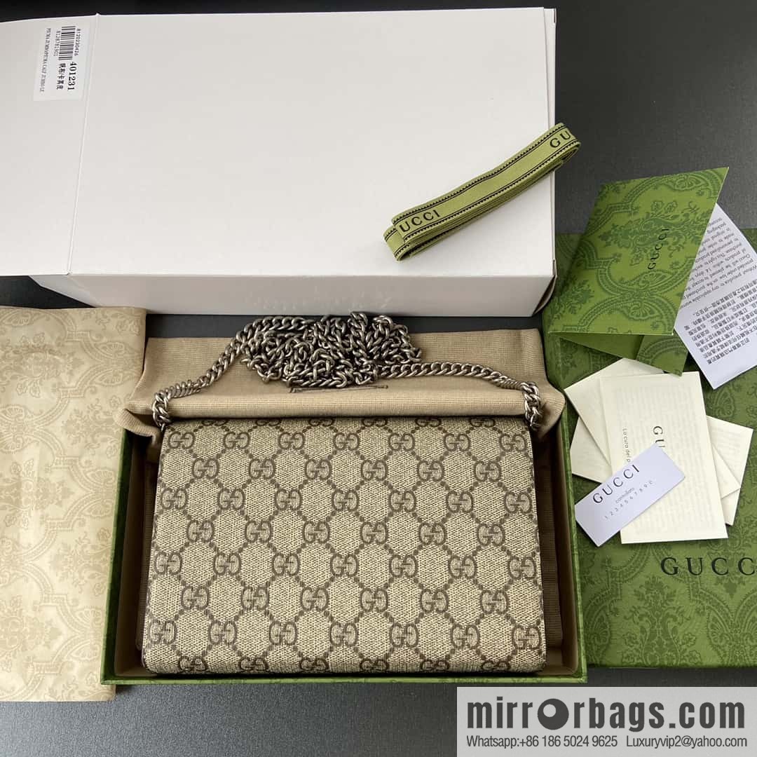 GUCCI Dionysus series GG Supreme canvas mini chain bag 401231 KHNSN 8642