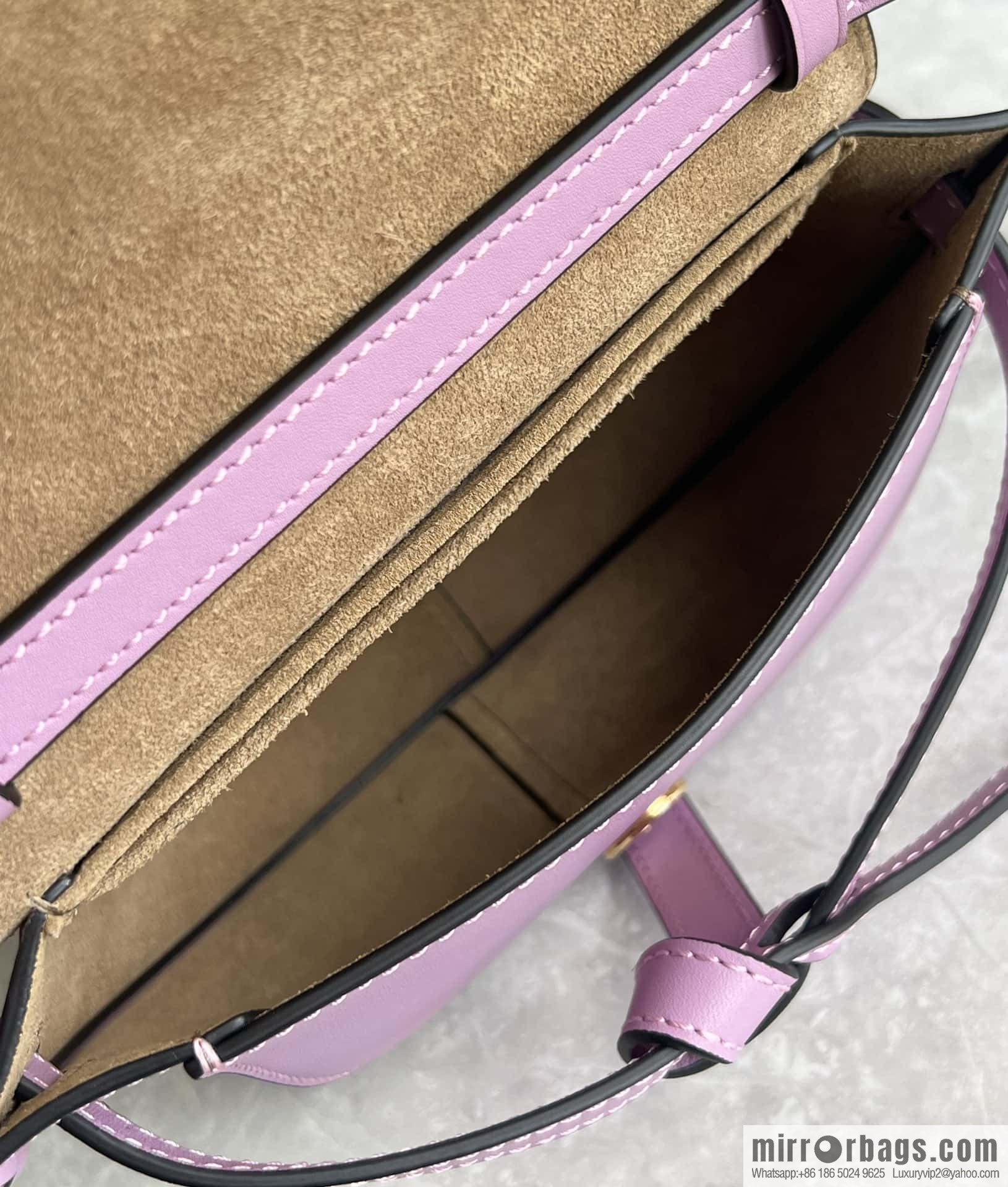 LOEWE letter wide shoulder strap saddle bag MiniGateDual handbag 0672 lavender purple