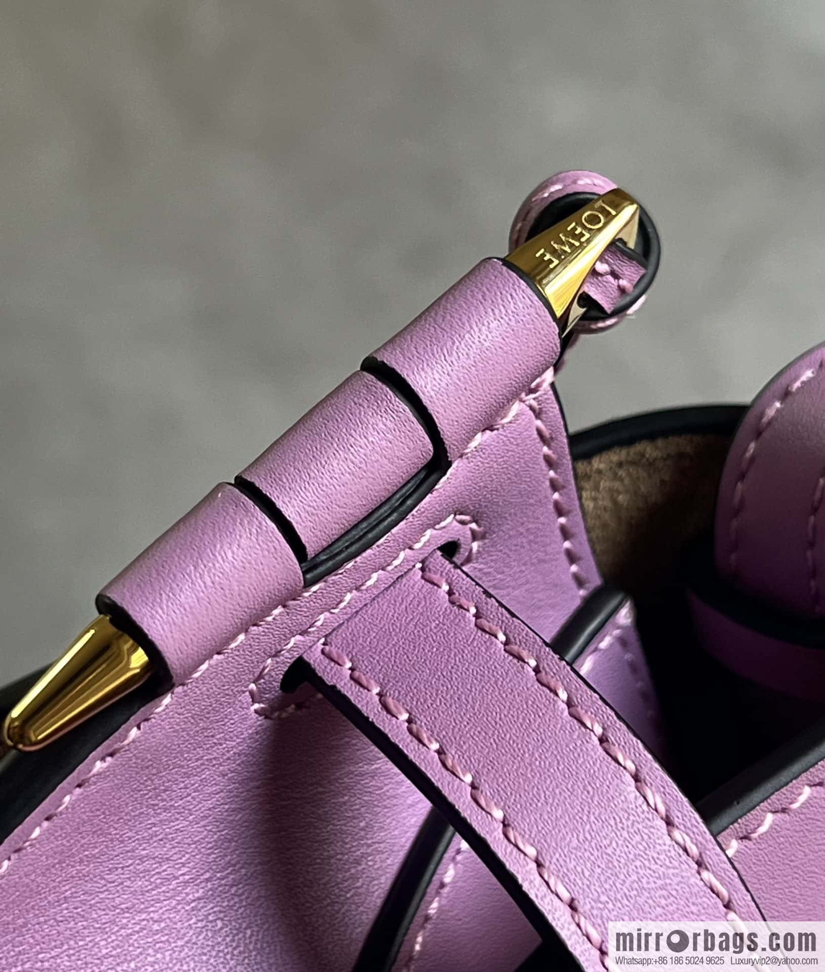 LOEWE letter wide shoulder strap saddle bag MiniGateDual handbag 0672 lavender purple