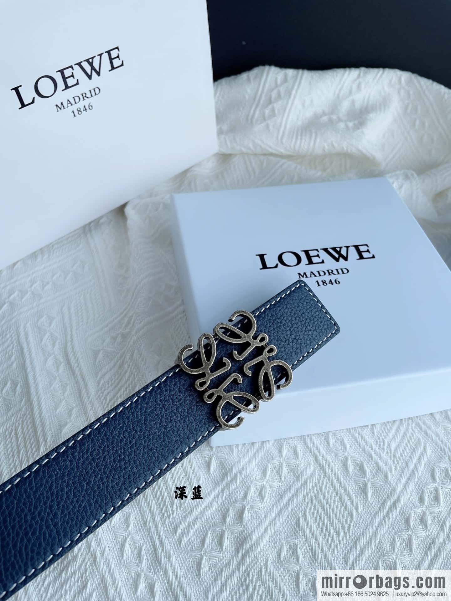 LOEWE, logo metal buckle retro double-sided cowhide belt 4.0