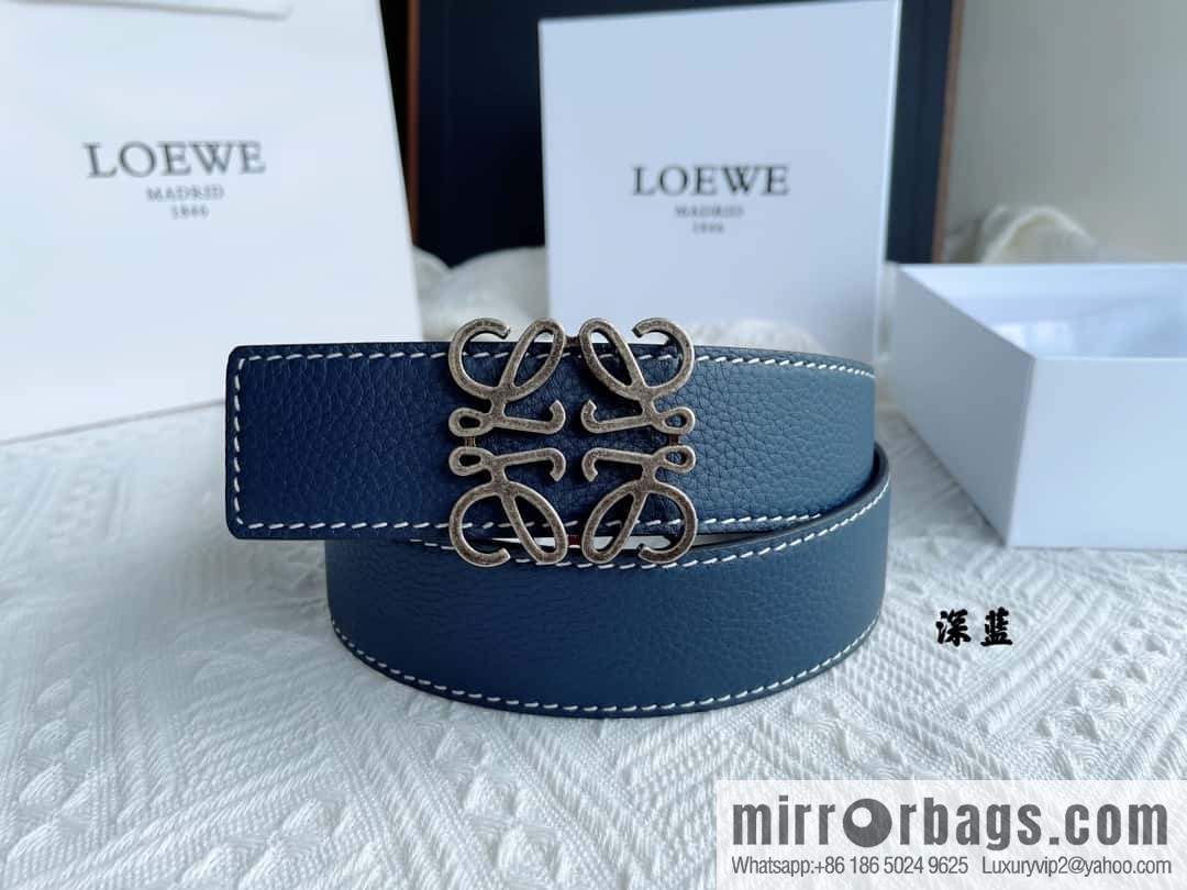 LOEWE, logo metal buckle retro double-sided cowhide belt 4.0