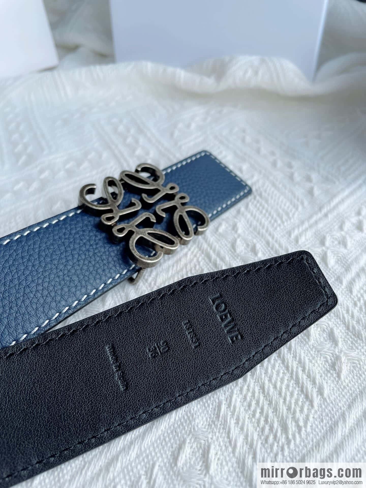LOEWE, logo metal buckle retro double-sided cowhide belt 4.0