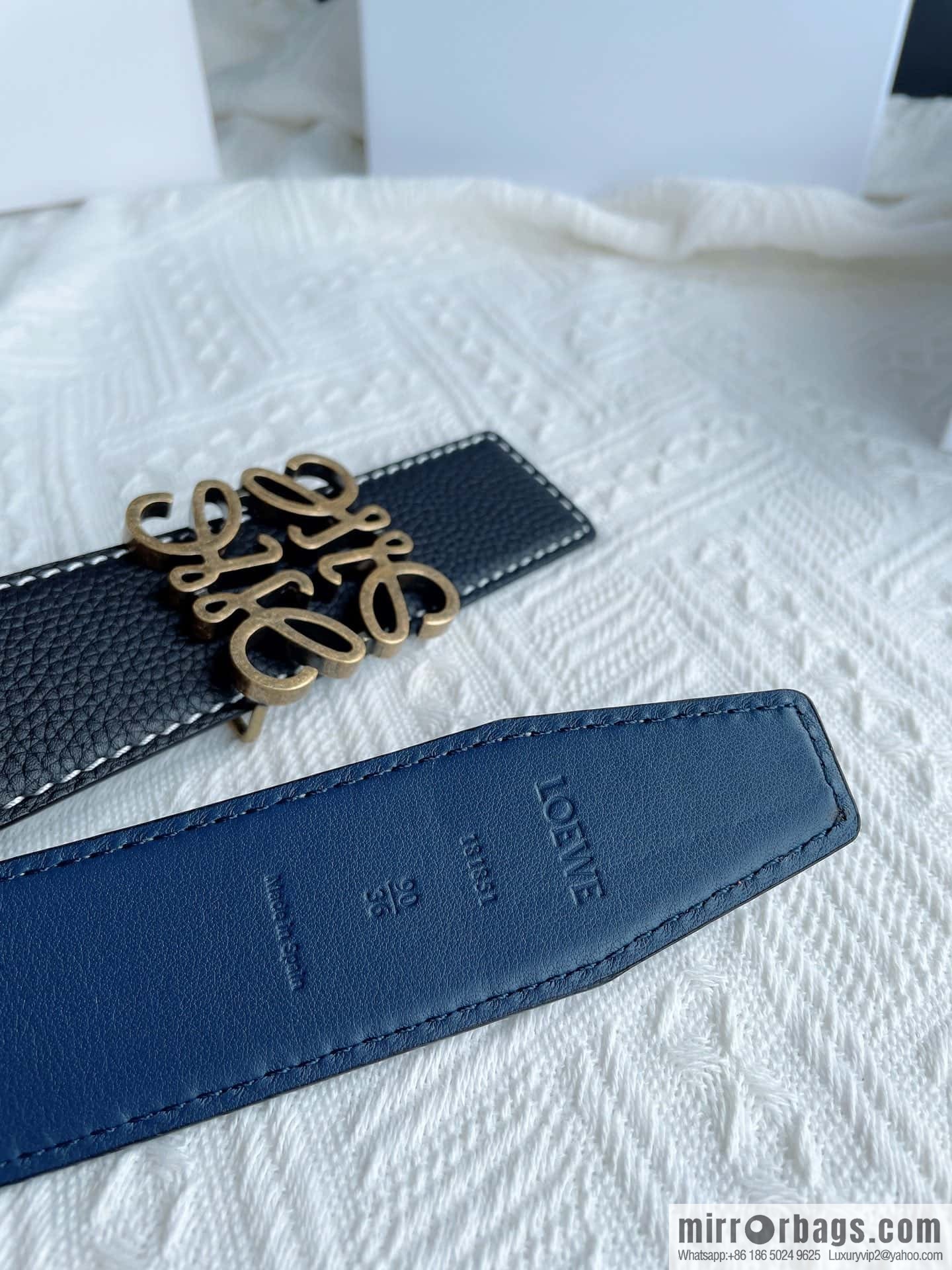 LOEWE, logo metal buckle retro double-sided cowhide belt 4.0