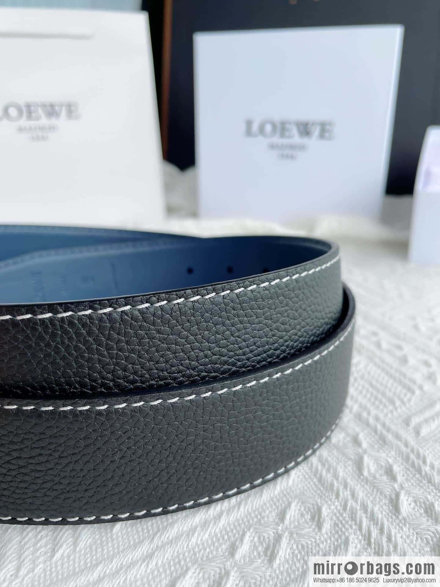 LOEWE, logo metal buckle retro double-sided cowhide belt 4.0