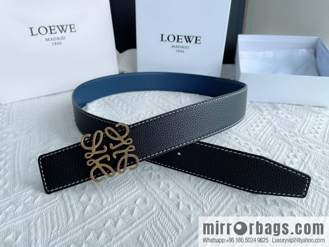 LOEWE, logo metal buckle retro double-sided cowhide belt 4.0