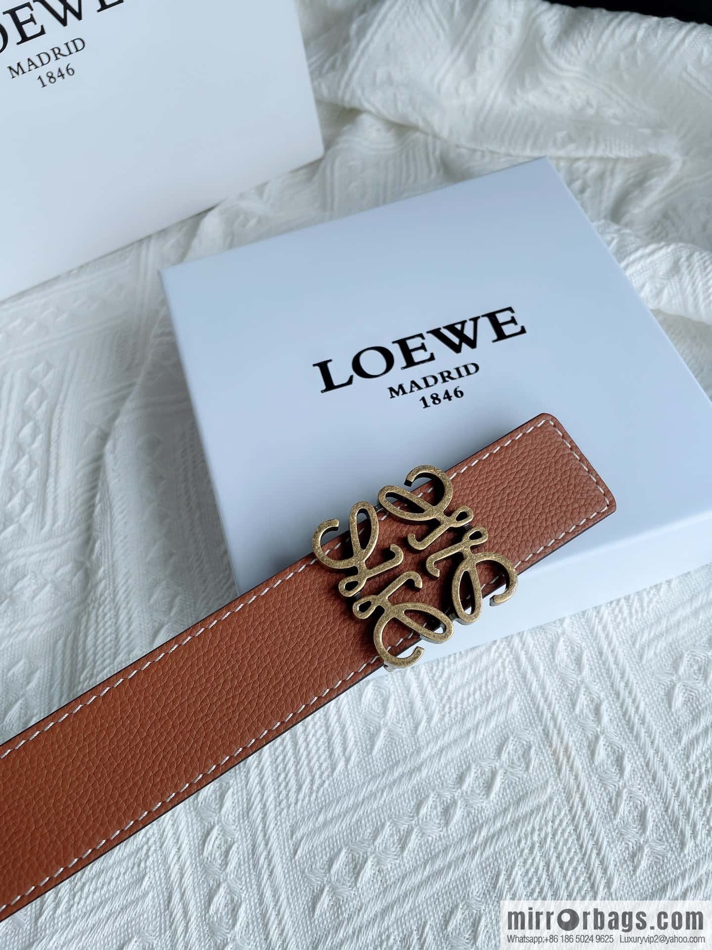 LOEWE, logo metal buckle retro double-sided cowhide belt 4.0
