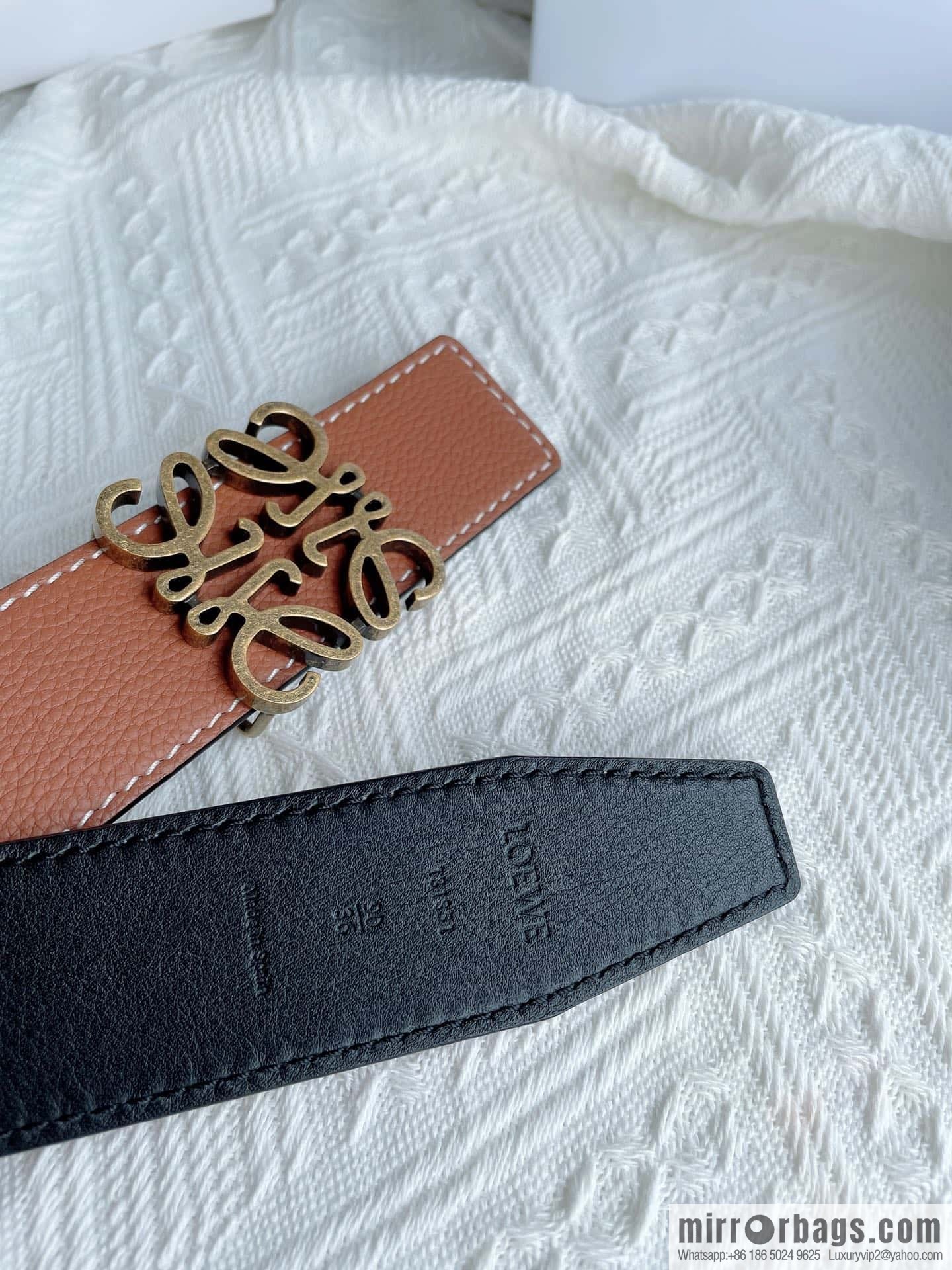 LOEWE, logo metal buckle retro double-sided cowhide belt 4.0