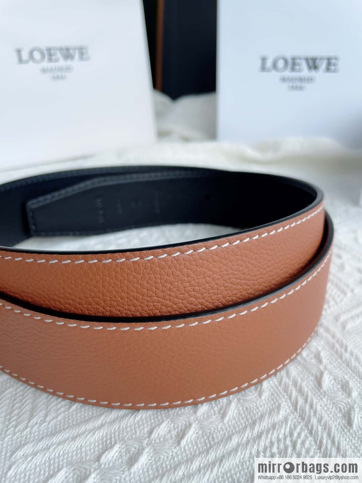 LOEWE, logo metal buckle retro double-sided cowhide belt 4.0