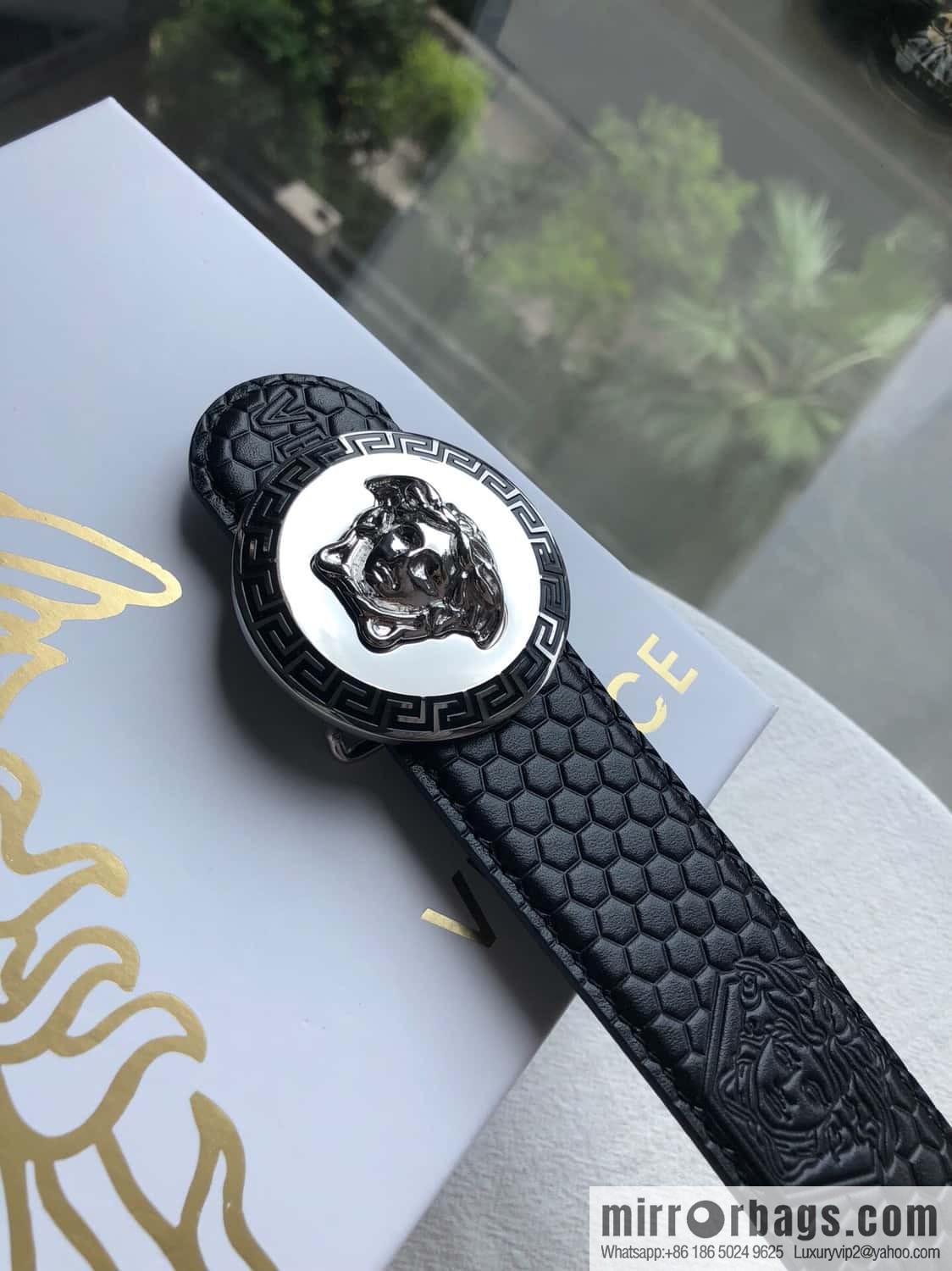VERSACE Versace, Stainless Steel Medusa Metal Buckle Men's Black First Cowhide Belt 3.8cm
